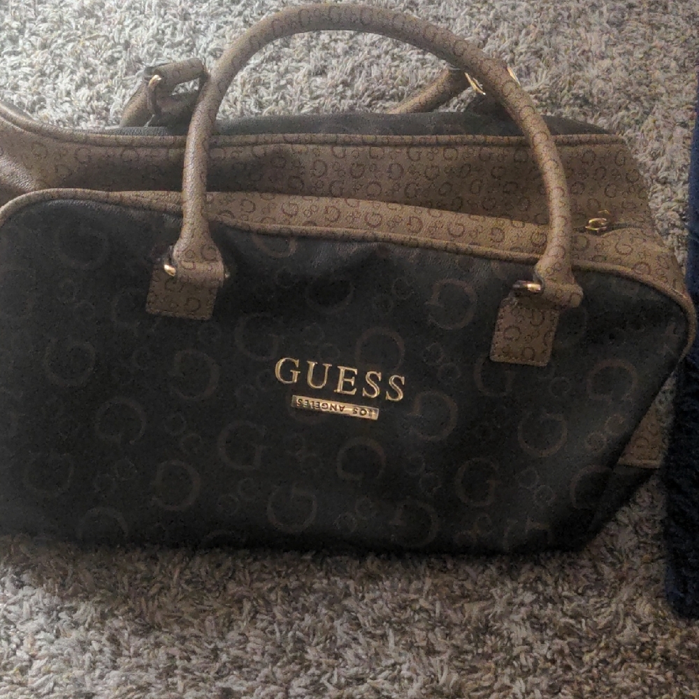 Guess Black and Brown Monogram Bag